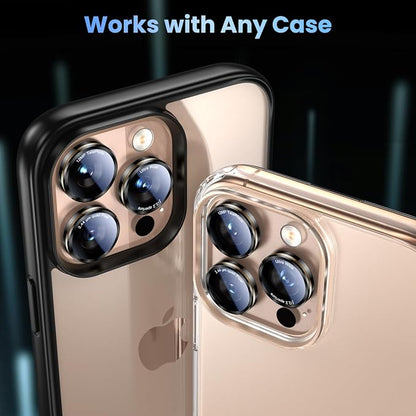 Uyiton for iPhone 17/16/15/14 (Pro Max & Pro) Camera Lens Protector - [Case-Friendly][Ultra-Thin] Military-Grade Tempered Glass Metal Camera Cover, Easy to Install, Black+Gold