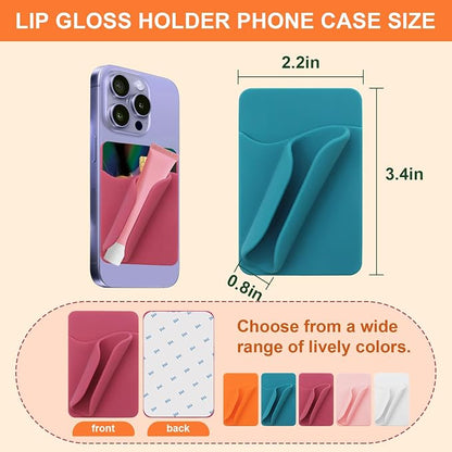 Lip Gloss Holder Phone Case,Silicone Lip Holder with Card Holder,Protective Lip Gloss Case with Adhesive Holder for Most Phone Models(Black)