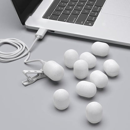 Cubilux Foam Cover for Lavalier Lapel Microphone, Windscreen for Mini Clip-On Lav MIC, Foam Cover, 10-Pack, White