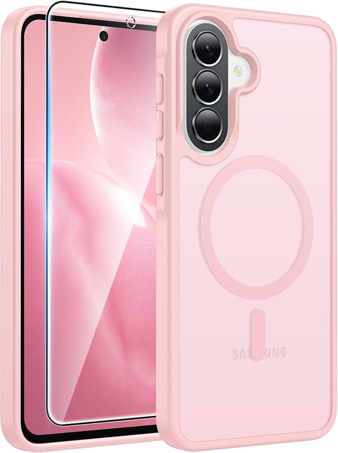 FNTCASE for Galaxy A37 5G Phone Case: Samsung A36 5G Case [Compatible with Magsafe] Matte Translucent [Screen Protector] Military Grade Protection for Samsung A37 & A36 Cases - Light Pink