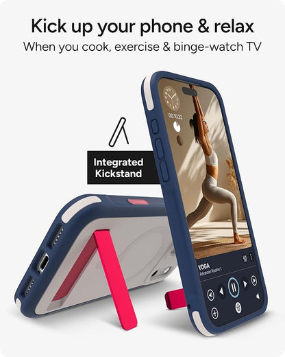 ZAGG Sedona Snap Case with Kickstand for iPhone 17 Pro Max - Red Light & Blue, Drop Protection (13ft/4m), Multi-Layer Protection, with Camera Button, MagSafe Phone Case with Impact-Absorbing Bumpers