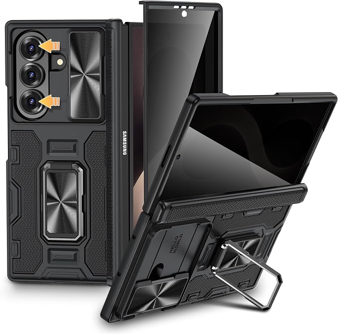 VEGO for Z Fold 8 Ultra Case with Screen Protector Anti-Peeping, Black | Built-in Hinge Protection &Slide Camera Cover Military-Grade Shockproof Rugged Kickstand Case for Galaxy Z Fold 8 Ultra-Black