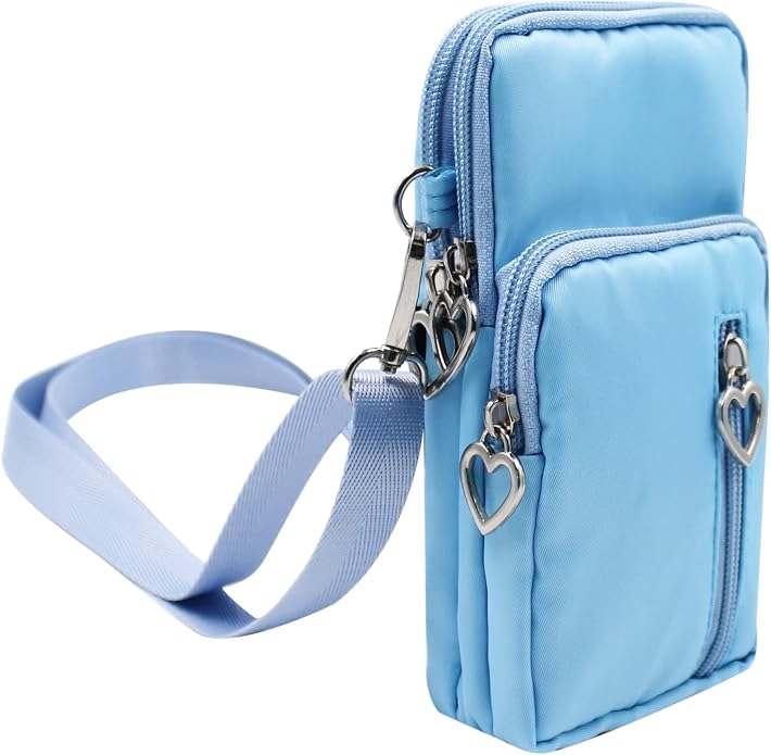 JUMISEE 3-Layers Crossbody Bag Cellphone Pouch Armband Wallet Nylon Smartphone Purse