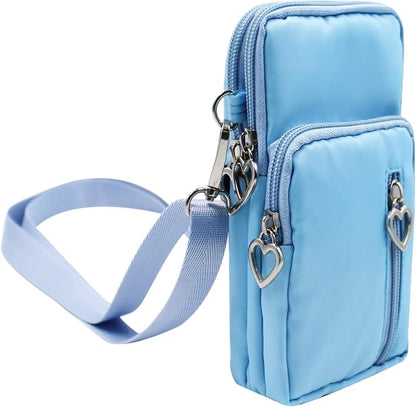 JUMISEE 3-Layers Crossbody Bag Cellphone Pouch Armband Wallet Nylon Smartphone Purse