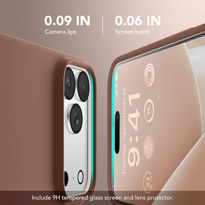 GONEZ Magnetic for iPhone 17 Pro Case, Compatible with MagSafe, [Screen Protector + Camera Lens Protector], Liquid Silicone Anti-Scratch Shockproof Protective Phone Case 6.3 inch, Brown