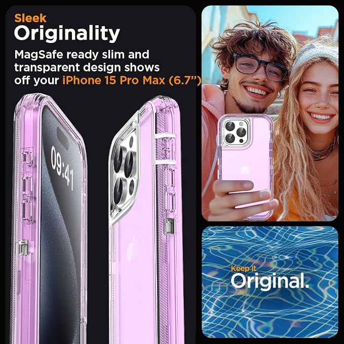 AICase for iPhone 15 Pro Max Case Clear 3 in 1 Heavy Duty Drop Protection Full Body Rugged Shockproof/Dust Proof 3-Layer Military Protective Tough Durable Cover for iPhone 15 Pro Max 6.7"_5