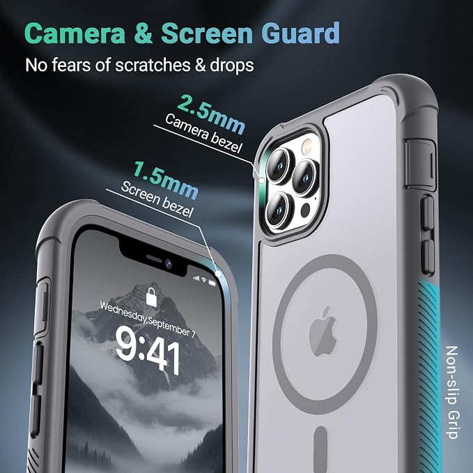 jaroco Magnetic for iPhone 12 Pro Max Case, [Compatible with MagSafe][Military Grade Drop Protection][Heavy Duty Protection][Non-Slip][Shockproof] 2-Layer Durable Bumper Phone Case 6.7''-Gray