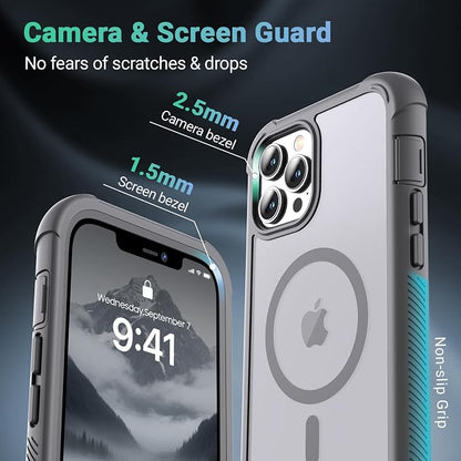 jaroco Magnetic for iPhone 12 Pro Max Case, [Compatible with MagSafe][Military Grade Drop Protection][Heavy Duty Protection][Non-Slip][Shockproof] 2-Layer Durable Bumper Phone Case 6.7''-Gray