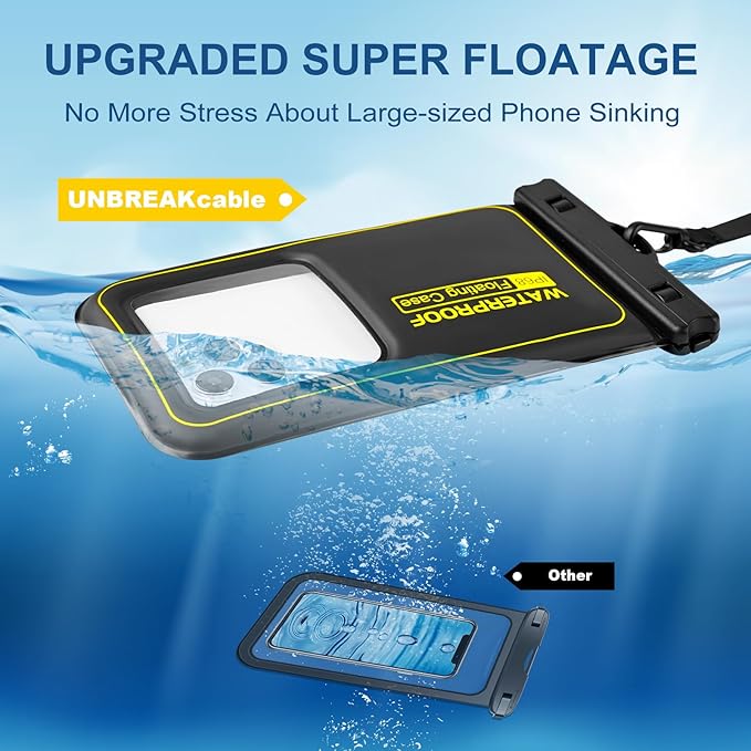 Waterproof Phone Pouch 2 Pack, IP68 Floating Waterproof Phone Case, Up to 8.3" Dry Bag for iPhone 17 16 15 14 13 Pro Max Samsung S25 Ultra S24 S23, Kayak/Beach/Cruise Travel Essentials Black