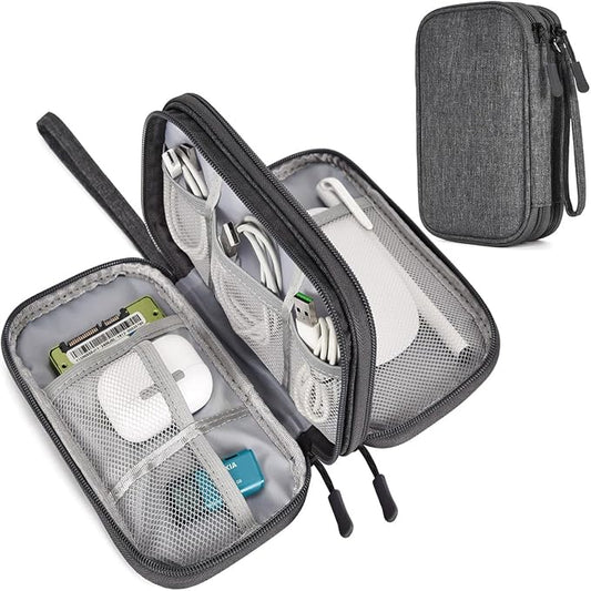 CAAORDKSO Cord Organizer Travel, Electronic Organizer Travel Case, Cable Organizer Bag Tech Pouch Accessories Case, Travel Essentials for Cable, Charger, Phone, Power Bank, Earphone (Dark Gray, Large)