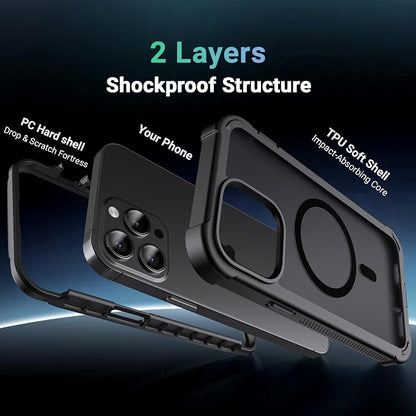 jaroco Magnetic for iPhone 13 Pro Case, [Compatible with MagSafe][Military Grade Drop Protection][Heavy Duty Protection][Non-Slip][Shockproof] 2-Layer Durable Bumper Phone Case 6.1''-Black