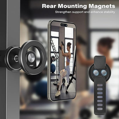 A2C Phone Holder for Peloton Bike, Stroller Phone Holder with Strong Magnets, Rotatable & Foldable Magnetic Phone Mount for Shopping Cart, Treadmill, Exercise Bike, Compatible with iPhone & Android