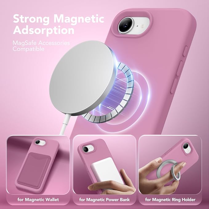 Magnetic for iPhone 17e/iPhone 16e Case, Compatible with MagSafe, [Soft Anti-Scratch Microfiber Lining] Slim Silicone Shockproof Protective Phone Case for iPhone 17e/16e 6.1", Blackcurrant