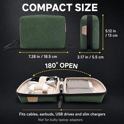 SIMTOP Electronics Travel Organizer, Compact Charger Case | Soft padded polyester helps protect cables, power banks, adapters and earbuds from light splashes and daily scratches