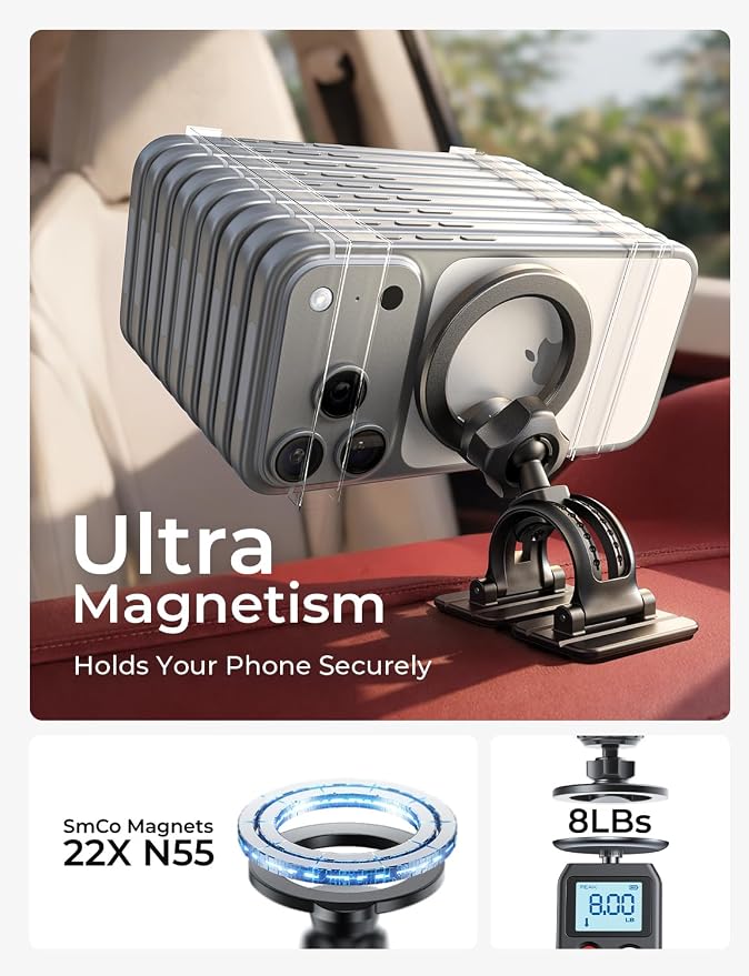 LISEN for MagSafe Car Mount, [Upgrade 2026 Ultra Magnets] Magnetic Phone Holder for Your Car Cell Phone Holde Mount for Air Vent Car Accessories fit iPhone 17 16 15 14 13 12 Pro Max Plus Mini