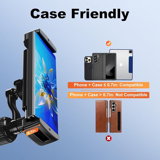 Z Fold 7 6 5 4 3 2 Car Mount, No Block Vent & Grip Firmly Z Fold 6 Accessories, Broad Compatible for Galaxy Z Fold iPad mini iPhone 16 15 14 13 12 Pro Max Samsung S25 Ultra