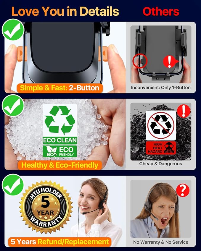 2026 Ultimate Best【True Military-Grade & Safety Cert】Car Phone Holder【Upgraded 360 Rotation & 100+LBS Strongest Suction】5-in-1 Truck Windshield Dashboard Vent Mount Stand for iPhone Android,Deep Black