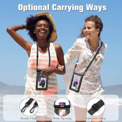 JOTO [IP68 Floatable Large Floating Waterproof Phone Pouch Up to 10", Underwater Phone Case Cellphone Dry Bag for iPhone 17 16 15 14 13 12 11 Pro Max Xs Max XR X 8 7 Plus SE/Galaxy S24 S23 S22 -Black