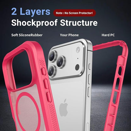 jaroco Magnetic for iPhone 17 Pro Case, [Compatible with MagSafe][Military Grade Drop Protection][Heavy Duty Protection][Non-Slip][Shockproof] 2-Layer Durable Bumper Phone Casee 6.3''-Rose