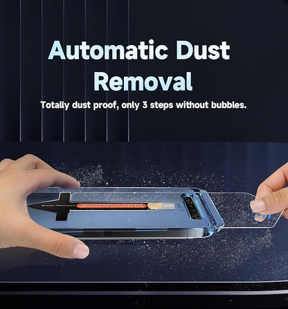 for iPhone 16 Pro Max Screen Protector, Military Grade Shatterproof 9H+ Tempered Glass, Auto Dust-Removal Installation, Full Coverage, HD Clear, Anti-Scratch, Anti-Fingerprint, No Bubble