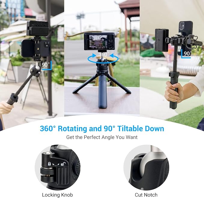 JJC 2 in 1 Extendable Mini Vlogging Tripod & Selfie Stick for Sony ZV-E10 II ZVE10 ZV-1F ZV1F ZV-1 II ZV1 RX100 VII A6100 A6400, Canon PowerShot V1 SX740 HS G7X Mark III II EOS R100 R50 R10 & More