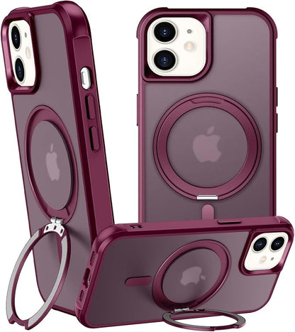 360° Magnetic Swivel Ring for iPhone 11 case, Built-in Metal Stand and Ring Holder, Magsafe Compatible, Military Grade Protection, Shock and Vibration Resistant - Wine Red