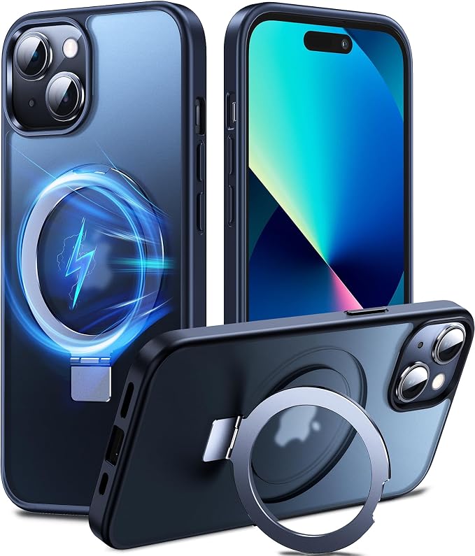 Chicfun 3-in-1 [Magnetic+Kickstand+Ring Holder] for iPhone 13 Case, iPhone 14 Case Compatible with MagSafe, Phone Case iPhone 13/14 with Stand Military Shockproof Silicone Protective Magnetic Cover