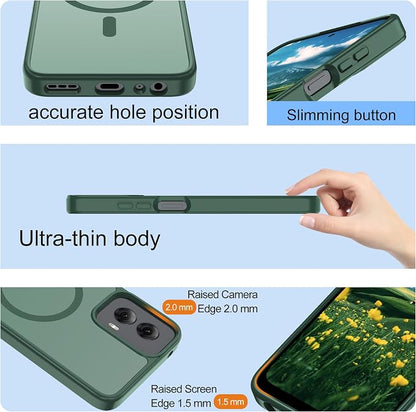 Compatible for Motorola Moto G Power 2024 Phone Case: [Mag-Safe Fit] with 2pc HD Screen Protector, Matte Translucent Soft-Touch Skin & Full Body for Moto GPower 2024, Green