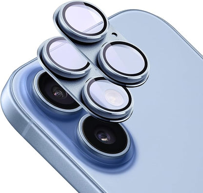2-Pack Shatterproof Camera Lens Protector for iPhone 17 |AR Tempered Glass Strong Adsorption Metal Camera Cover Screen(Light Blue)