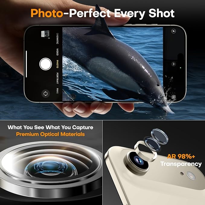 Camera Lens Protector for iPhone Air, Sapphire Glass Metal Individual Camera Cover Screen, Anti-drop, Case Friendly- Light Gold