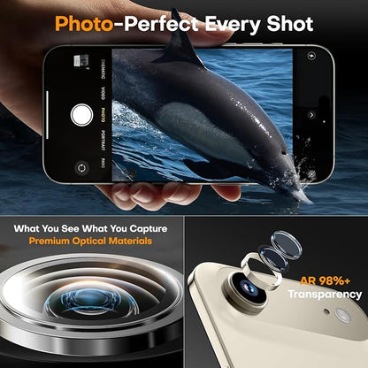 Camera Lens Protector for iPhone Air, Sapphire Glass Metal Individual Camera Cover Screen, Anti-drop, Case Friendly- Light Gold