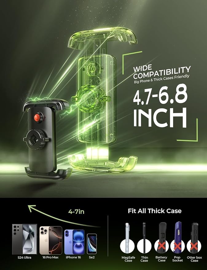 LISEN Bike Phone Holder, [Super Easy Install] Motorcycle Phone Mount Ebike Accessories Bicycle Handlebar Holder Mount Gift for Adults Kids Mountain Mini Bike Gear Accessories for iPhone Samsung Pixel