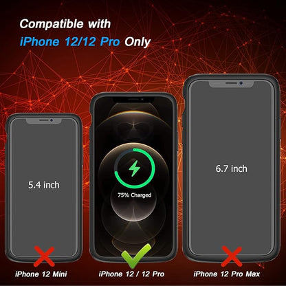 Battery Case for iPhone 12/12 Pro, [10000mAh] Enhanced Portable Protective Qi Wireless Charger Case Battery Pack with CarPlay Wireless Charging Case Compatible for iPhone 12/12 Pro (6.1 inch)-Black