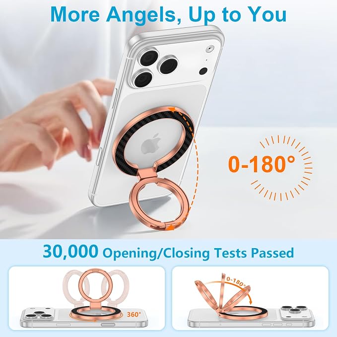 Magnetic Phone Ring Grip for MagSafe, Dual-Sided Magnetic Phone Ring Holder Mag Safe Grip Stand with Kickstand for iPhone 17e 17 16 15 14 13 Pro Max Plus Samsung Galaxy S26 Ultra S25 FE S25 S24 Ultra