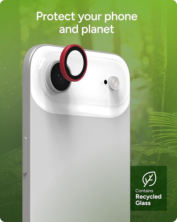 ZAGG iPhone Camera Lens Protector for iPhone Air - Red, Camera Ring, Maximum Impact & Scratch Protection, Anti-Reflective Technology, Smudge-Resistant, Precise Fit, Glass Elite