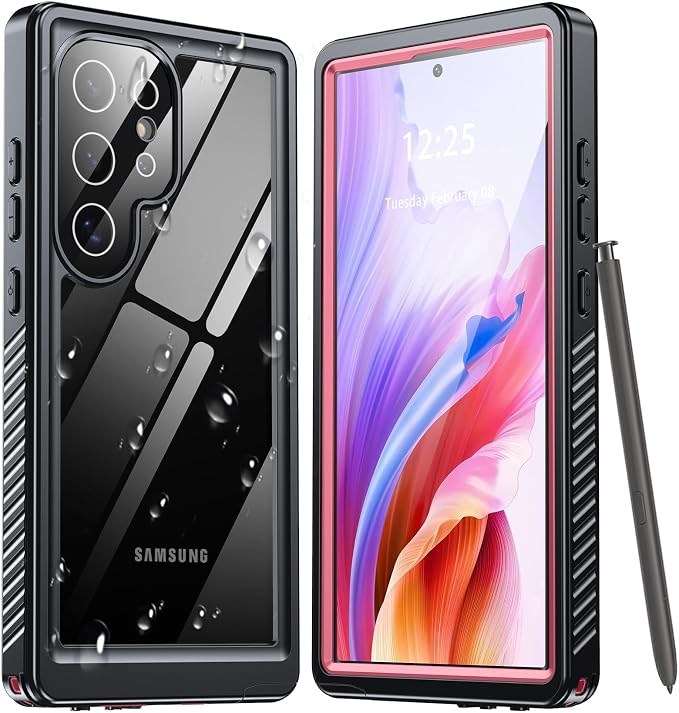 ANTSHARE for Samsung Galaxy S24 Ultra Case Waterproof, Built-in Lens & Screen Protector 360° Full Body Heavy Duty Protective Shockproof IP68 Underwater Case for Galaxy S24 Ultra(2024) 5G-Pink