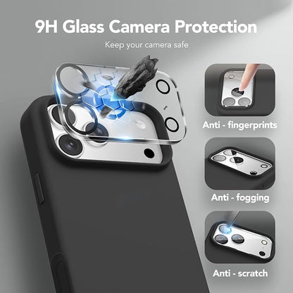 GONEZ Magnetic for iPhone 17 Pro Case, Compatible with MagSafe, [Screen Protector + Camera Lens Protector], Liquid Silicone Anti-Scratch Shockproof Protective Phone Case 6.3 inch, Black