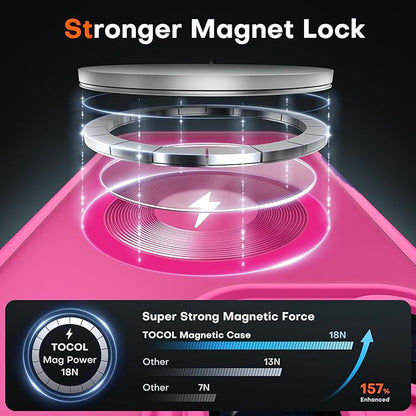 TOCOL for iPhone 13 Pro Max Case, Compatible with Magsafe Charger, Full Camera Protection, Translucent Matte for iPhone 13 Pro Max iPhone Case 6.7 inch (Hot Pink)