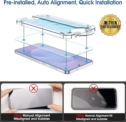 amFilm Auto-Alignment OneTouch for Samsung Galaxy S25 Edge 6.7" Screen Protector + Camera Lens Protector, Tempered Glass, 30 Seconds Installation, Bubble Free, Case Friendly, Anti-Scratch [2+2 Pack]