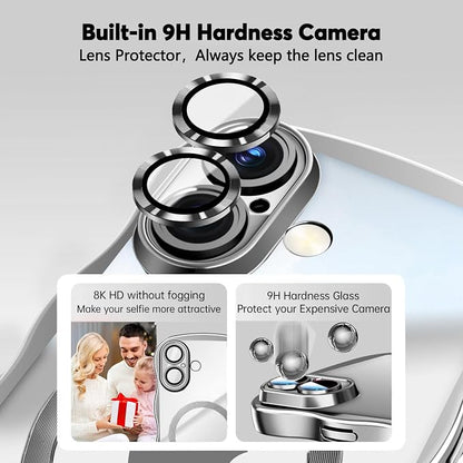 Misscase for iPhone 17 Case with Privacy Screen Protector,Compatible with MagSafe,Cute Wave Frame Anti-Scratch Case with Camera Lens Protector Plating Bling Case for iPhone 17 6.3" Women Silver