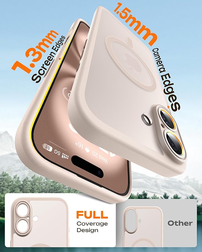 TOCOL for Phone 16 Case, Compatible with Magsafe Charger, Full Camera Protection, Drop Protection, Translucent Matte Phone Case for iPhone 16 6.1 inch (Desert)
