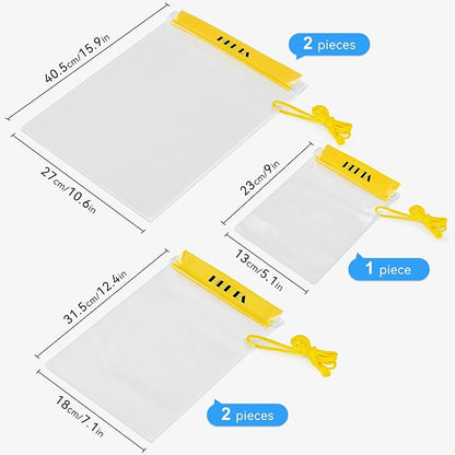 HEETA 5-Pack Clear Waterproof Dry Bag Pouch, Water Tight Cases Dry Bags Document Holder for Camera Mobile Phone Maps, Kayaking Boating