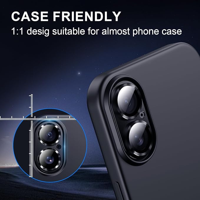 Korecase Camera Lens Protector for iPhone 16 & iPhone 16 Plus & iPhone17 Metal Tempered Glass Camera Film Cover, Strong Adhesion, 9H Hardness Anti-Scratch Rear Camera Lens Cover -Pink