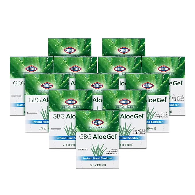Clorox Healthcare GBG AloeGel Hand Sanitizer Refill Bag in a Box - Moisturizing Hand Sanitizer Gel with Aloe Vera and Vitamin E - Soothes & Moisturizes - For Use With Dispenser, 27 Fl Oz - 12 Pack