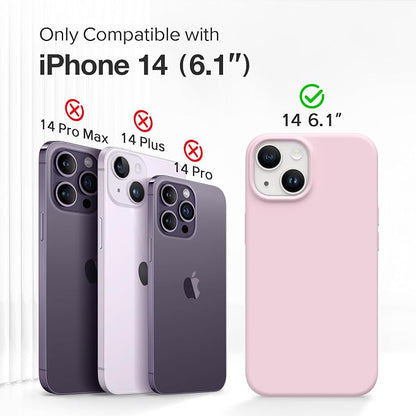 GONEZ Magnetic for iPhone 14 Case, Compatible with Magsafe, with Screen Protector + Camera Protector, Anti-Scratch Microfiber Lining, Liquid Silicone Shockproof Protective Phone Case, Pastel Pink