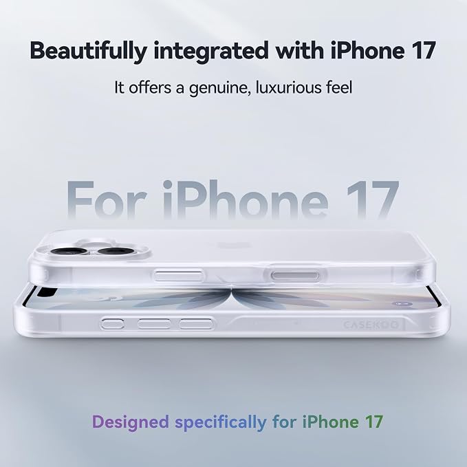 CASEKOO Armor Shockproof Designed for iPhone 17 Case [16FT Military Grade Protection] Matte Finish Protective Phone Case Anti-Fingerprint Thin Slim Hard Cover for iPhone 17, Frosted White