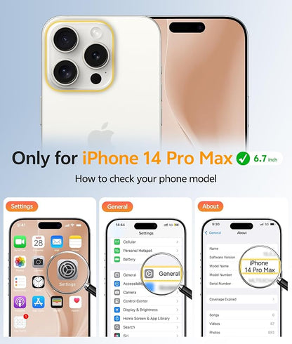 FNTCASE for iPhone 14 Pro Max Case: [Compatible with Magsafe] Translucent Matte Cases with [Full Camera Protection] [Screen Protector] Military Grade Shockproof Protective Phone Cover - Desert Gold