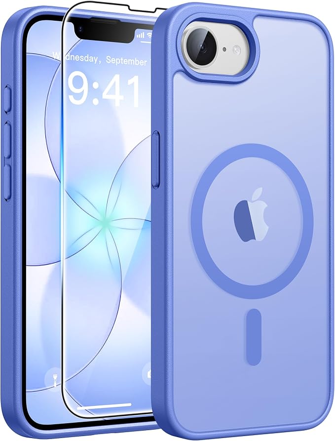 FNTCASE for iPhone 17e Case: iPhone 16e Phone Case [Compatible with Magsafe] Translucent Matte Cases with [Screen Protector] Military Grade Shockproof Protective Phone Cover - Ultramarine