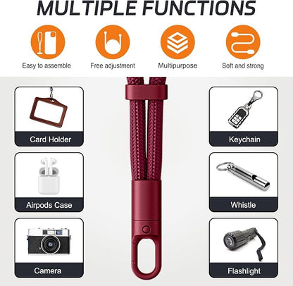 KITANIS 2 Pack Phone Lanyard,2×Phone Wrist Strap,4×Tether Tabs,Universal Cell Phone Multifuctional Patch Polyester Lanyards,Cell Phone Hand Strap for Women and Men(wine+light camel)