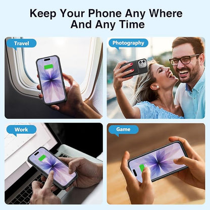 BOPPS Battery Case for iPhone 17【Support Carplay】 Ultra-Powerful 8500mAh Portable Rechargeable Protective Extended Charger Cover for iPhone 17 Charging Case-6.3inch，Black